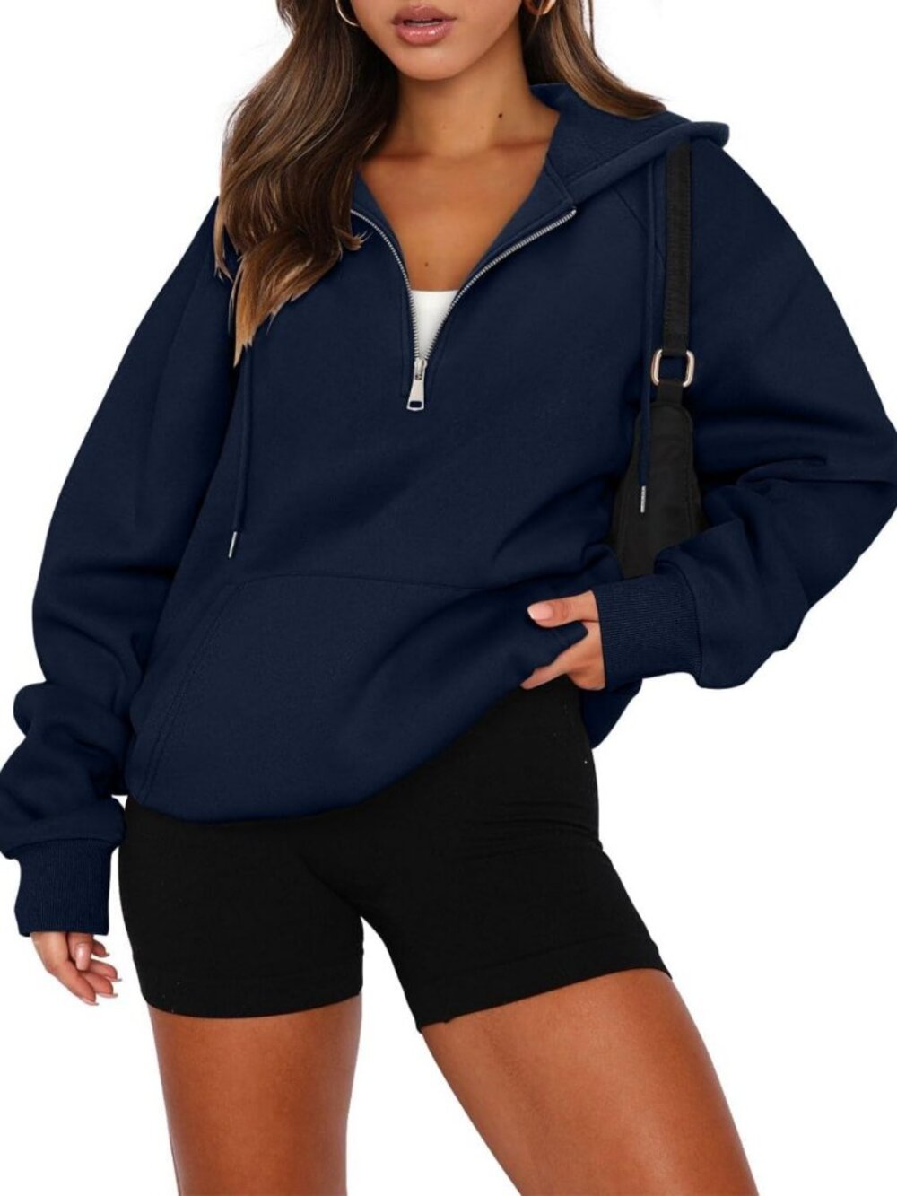 Trendy Half Zip Up Pullover Hoodie - Oversized Y2K Sweatshirt for Women